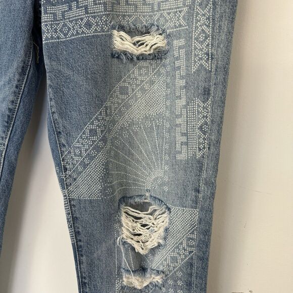 Lucky Brand Jeans Blue Sienna Slim Boyfriend Distressed Ripped Boho Tribal 10/30 - Picture 4 of 16
